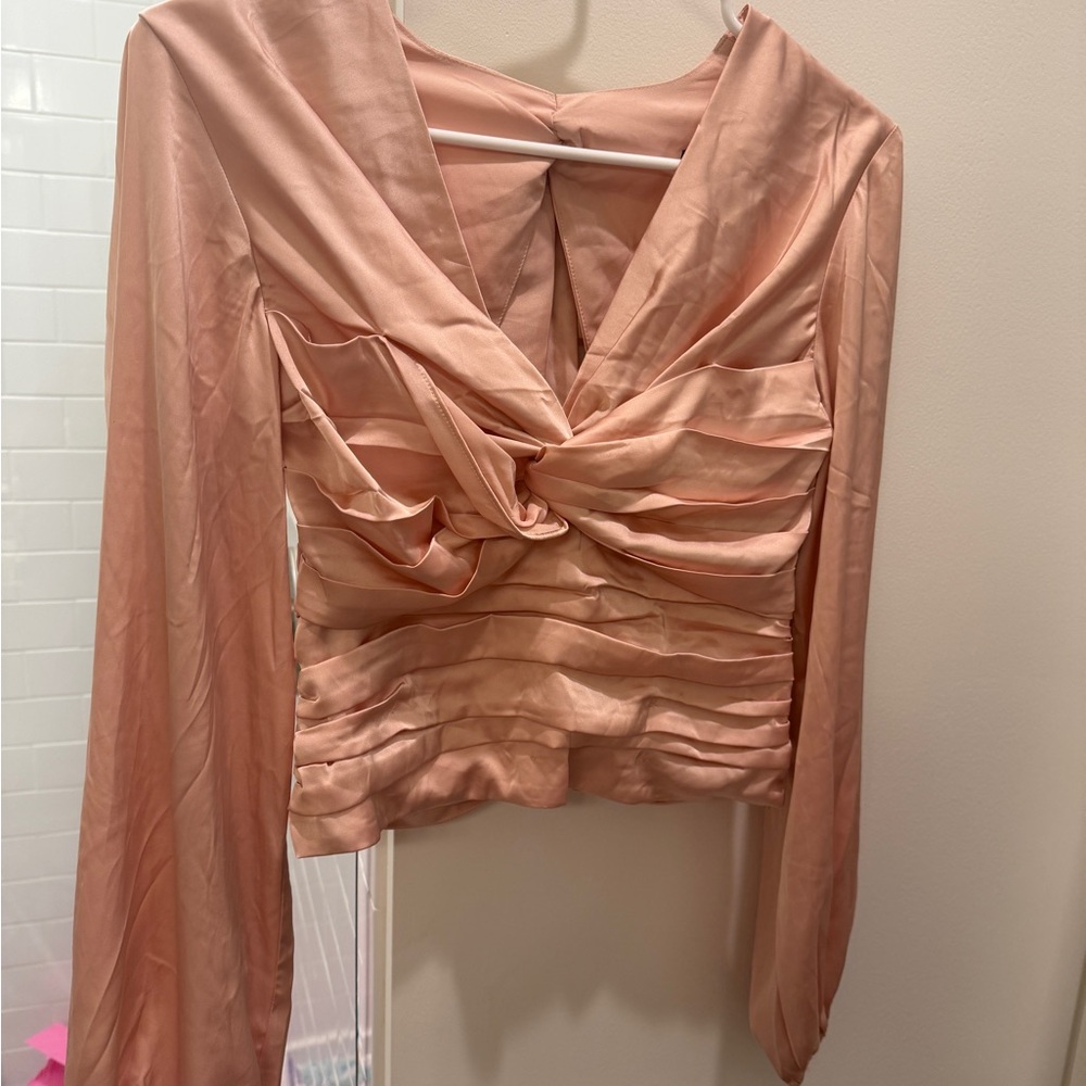 Express Blush Satin Ruched Blouse
